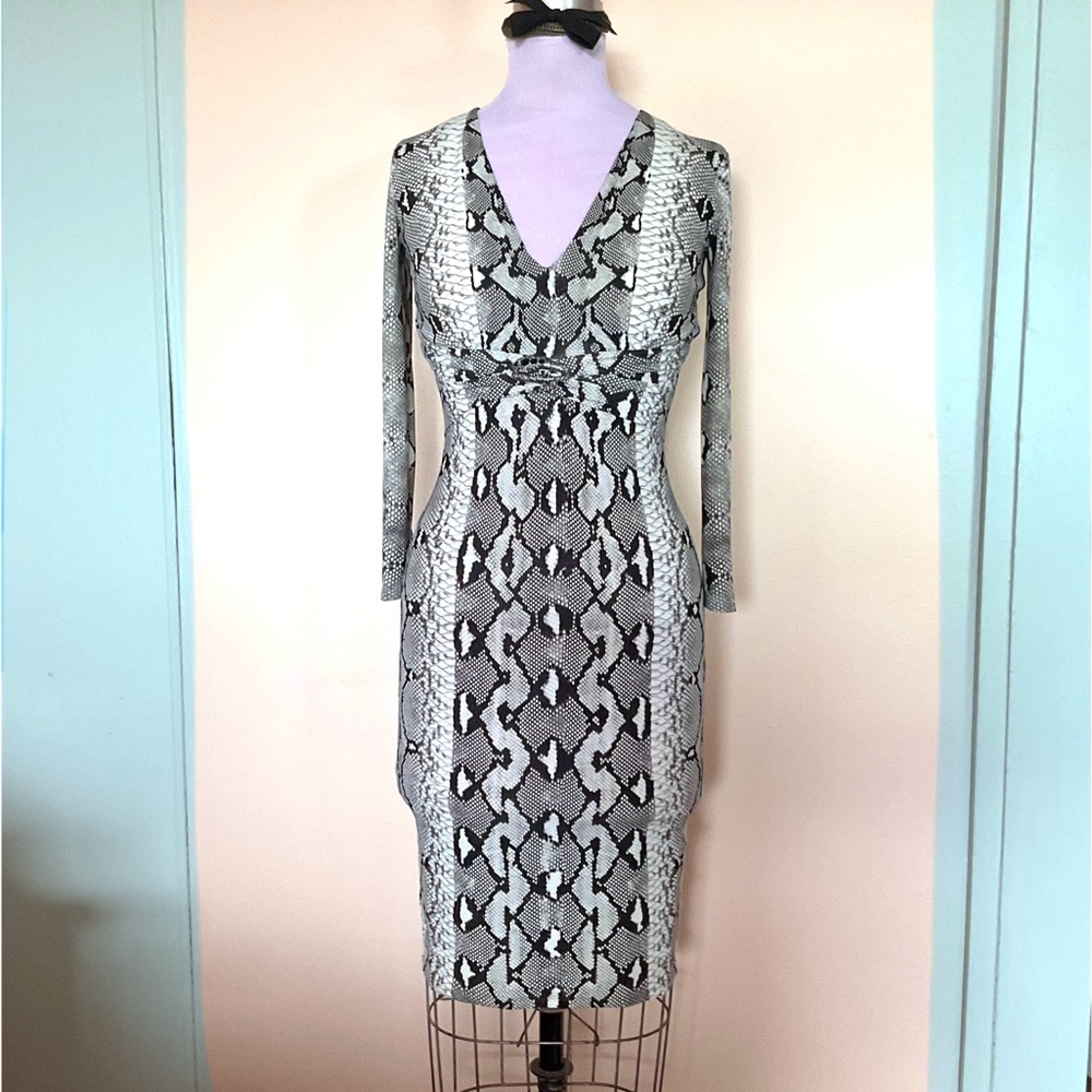 Roberto Cavalli Dress Bodycon Snake Embellished Print SZ 2